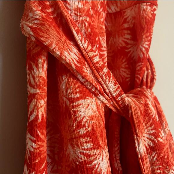 NWT Michael Kors Printed Tie-Waist Dress, Sangria Orange, Women's XL - Picture 7 of 8